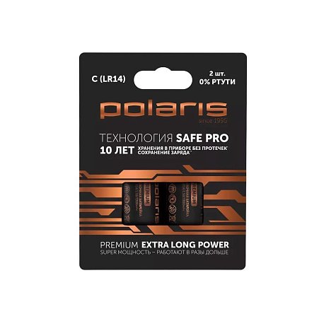 Батарейки щелочные Polaris PB LR14 (С) (2шт) Premium