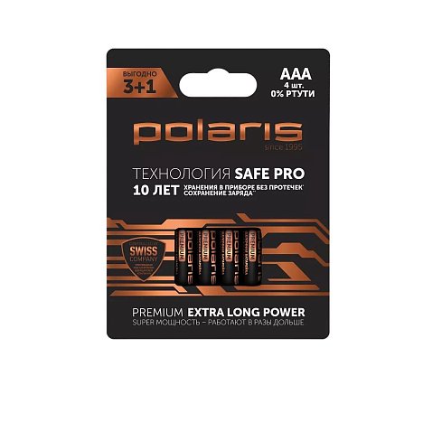 Батарейки щелочные Polaris PB AAA (4шт) Premium